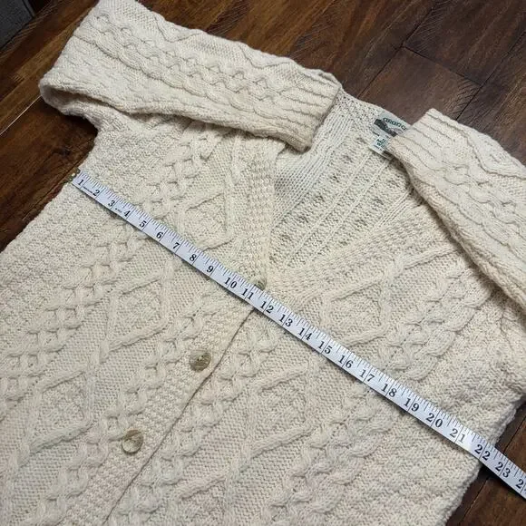Aran Crafts Sweater Cardigan Womens Medium White 100% Merino Wool Ireland - Picture 8 of 9